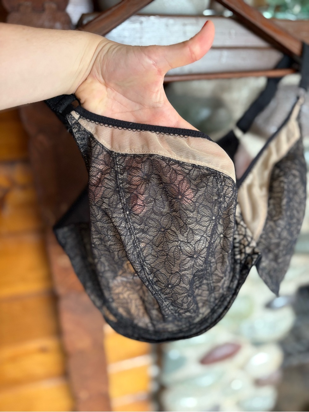 Elomi Black Lace Underwire Bra 42GG UK 42J US Full Figure Lingerie